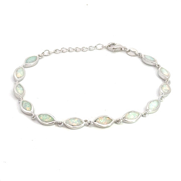 Stříbrný náramek opálový bílý 16+3cm