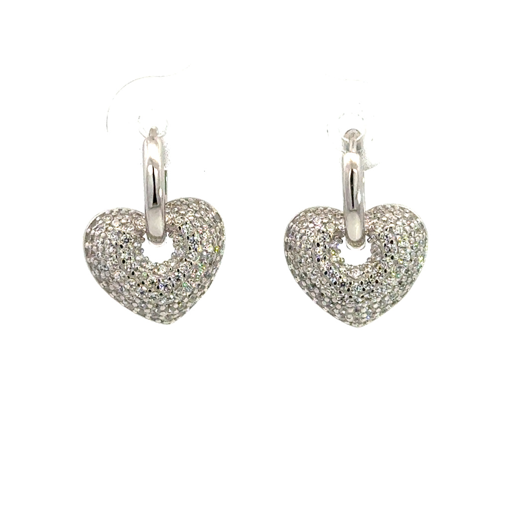 Stříbrné náušnice kroužky se SRDÍČKY