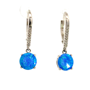 Stříbrné náušnice OPÁLY MODRÉ na klapku