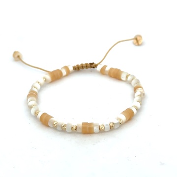 Šňůrkový náramek se zlatými kuličkami a perletí