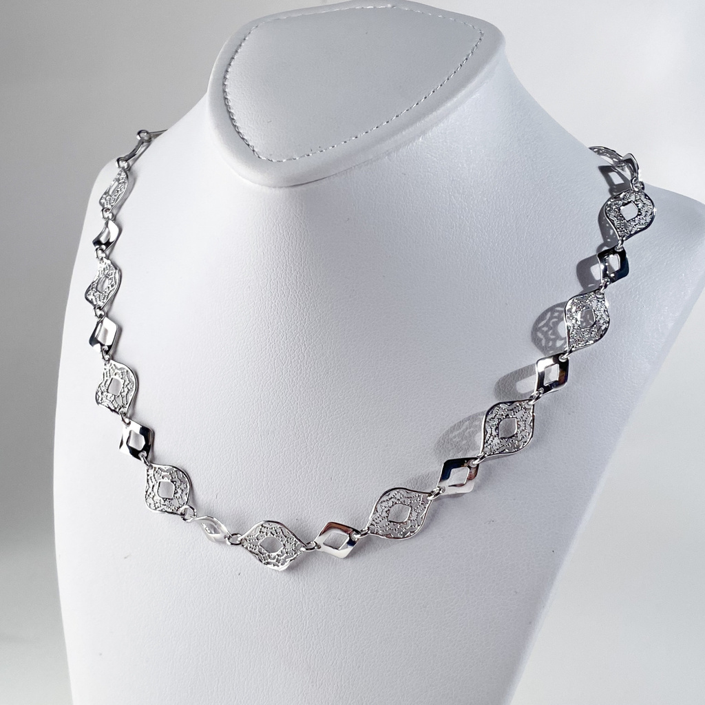 Stříbrný ozdobný náhrdelník 42+3cm