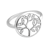 MINET Stříbrný prsten MINET STROM ŽIVOTA s bílými zirkony