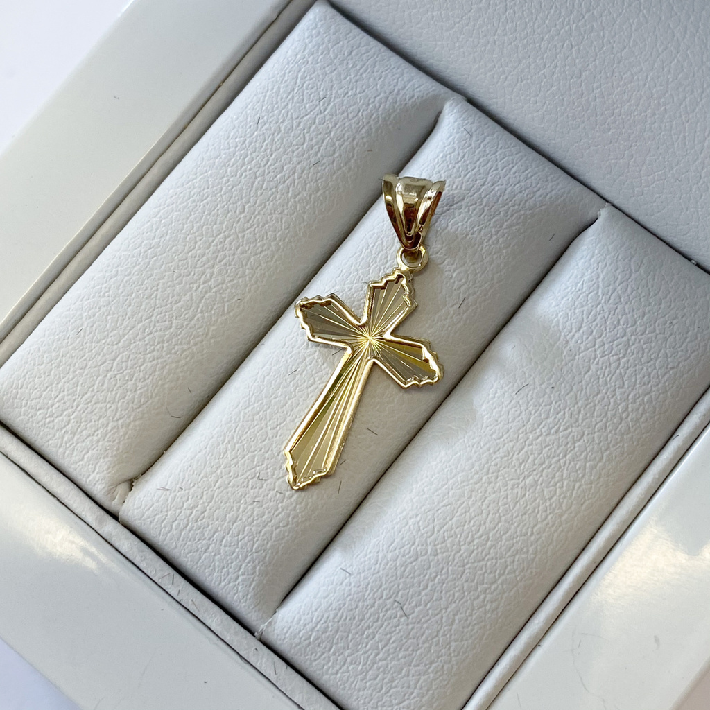 Žluté zlato přívěsek kříž AU585/1000