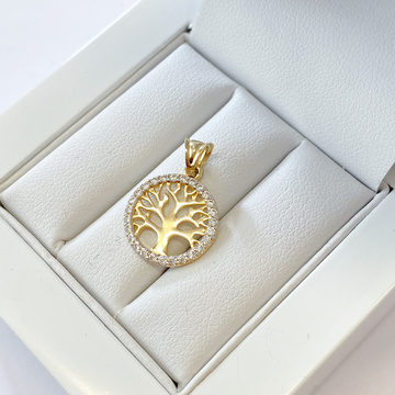Žluté zlato přívěsek strom života se zirkony AU585/1000