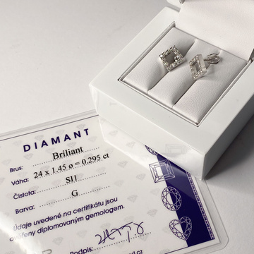 Bílé zlato náušnice na šroubek, s brilianty AU585/1000