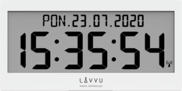 Bílé digitální hodiny s češtinou LAVVU MODIG řízené rádiovým signálem