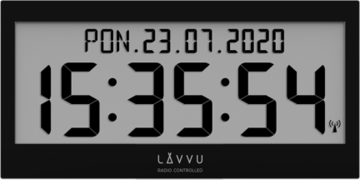 Černé digitální hodiny s češtinou LAVVU MODIG řízené rádiovým signálem