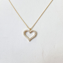 Žluté zlato náhrdelník srdce s diamanty