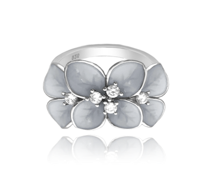 Rozkvetlý stříbrný prsten MINET FLOWERS s bílými zirkony