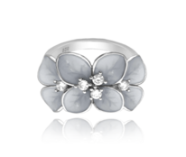 Rozkvetlý stříbrný prsten MINET FLOWERS s bílými zirkony