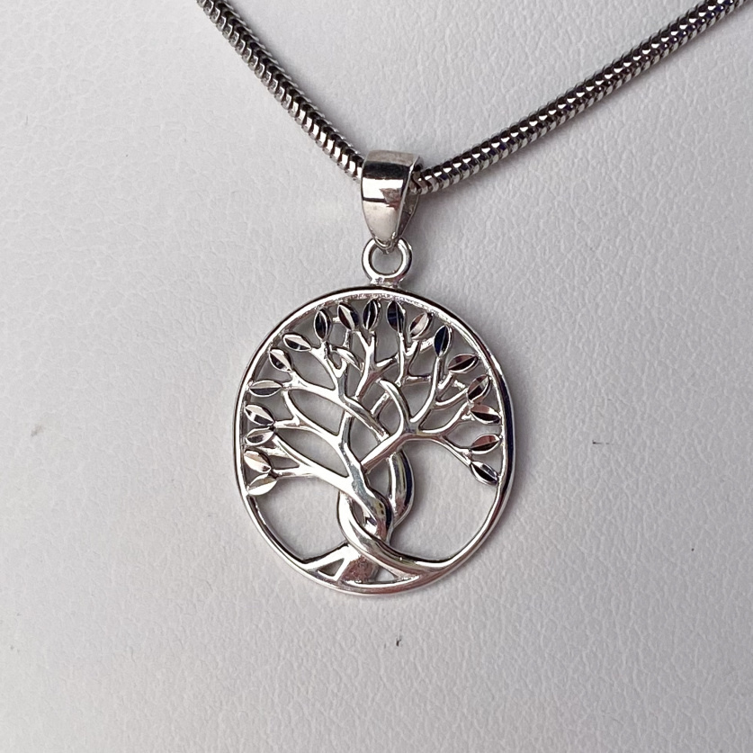 Bílé zlato přívěsek strom života