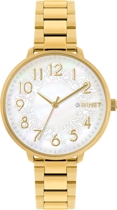 Zlaté dámské hodinky MINET PRAGUE Gold Flower s čísly