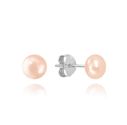 Stříbrné náušnice MINET PERLY - růžové 4mm
