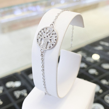 Stříbrný náramek STROM ŽIVOTA se zirkony 17,5-20,5cm