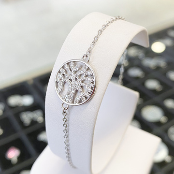 Stříbrný náramek STROM ŽIVOTA se zirkony 17,5-20,5cm