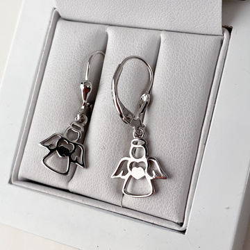 Stříbrné náušnice anděl