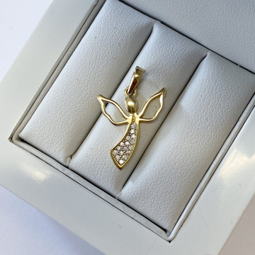 Žluté zlato přívěsek anděl se zirkony AU585/1000