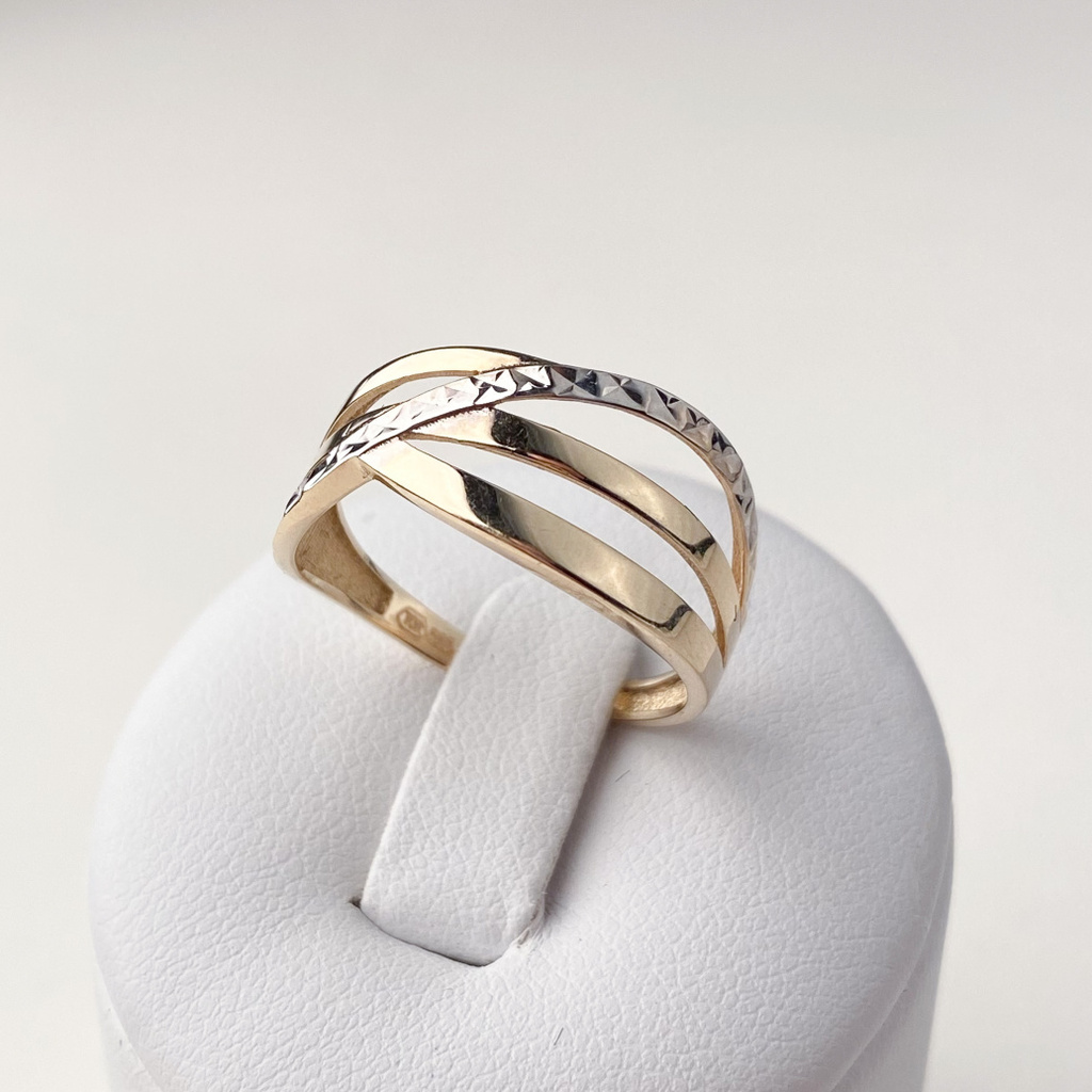 Žluté zlato prsten s broušeným detailem