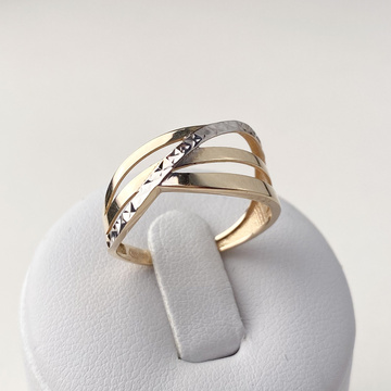 Žluté zlato prsten s broušeným detailem
