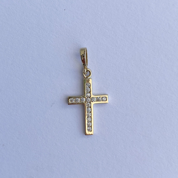 Žluté zlato přívěsek křížek se zirkony AU585/1000