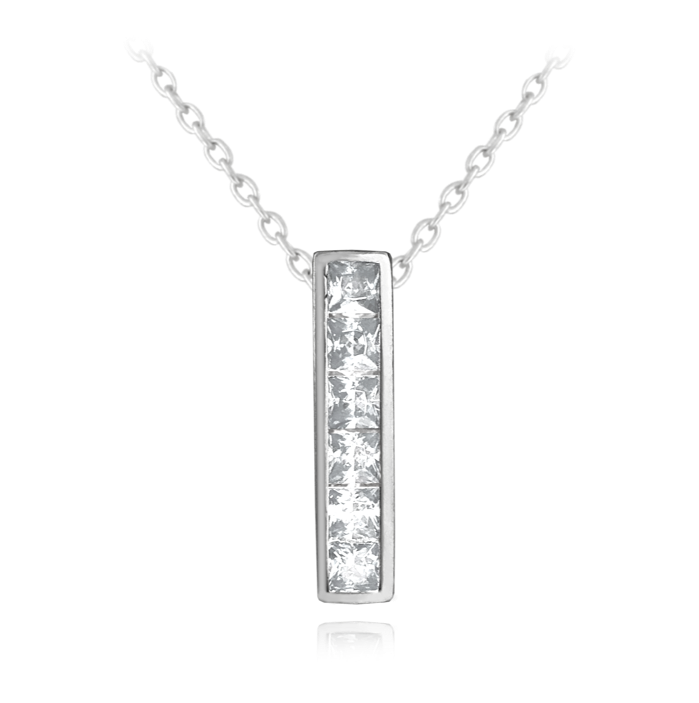 MINET Třpytivý stříbrný náhrdelník s velkými bílými zirkony