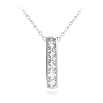 MINET Třpytivý stříbrný náhrdelník s velkými bílými zirkony
