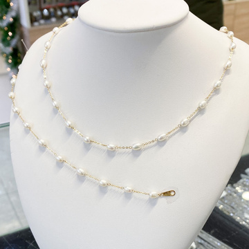 Luxusní náhrdelník s perlami ze žlutého zlata 45cm