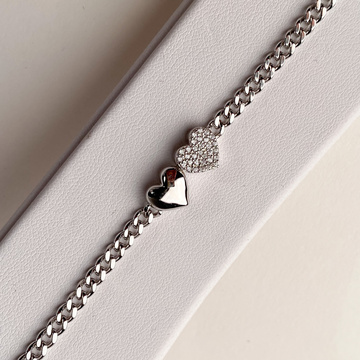 Stříbrný náramek dvě srdce