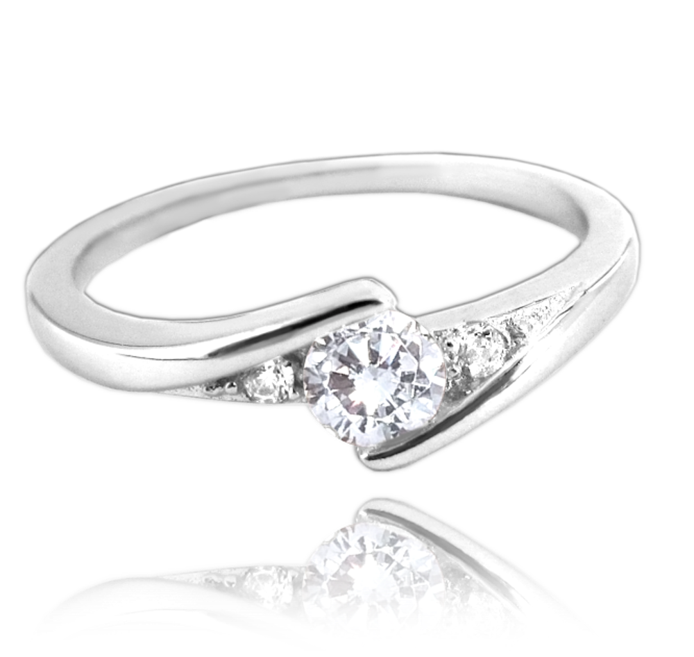 MINET Elegantní stříbrný prsten s bílými zirkony