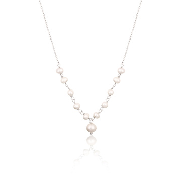 Stříbrný náhrldneík s perlami 42-48cm