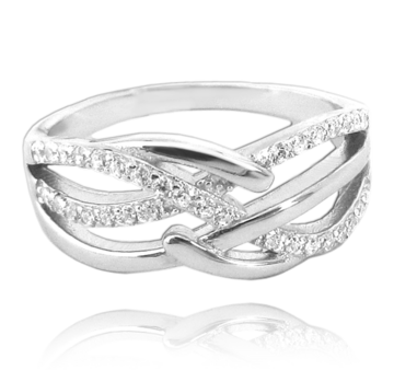 MINET Luxusní stříbrný prsten s bílými zirkony