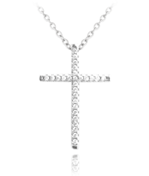 Stříbrný náhrdelník MINET KŘÍŽEK s bílými zirkony