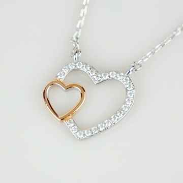 Stříbrný náhrdelník srdce se zirkony AG925/1000
