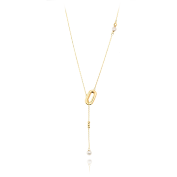 MINET Zlatý náhrdelník s přirodními perlami