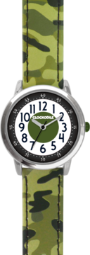 CLOCKODILE Svítící zelené chlapecké dětské hodinky ARMY s maskáčovým vzorem