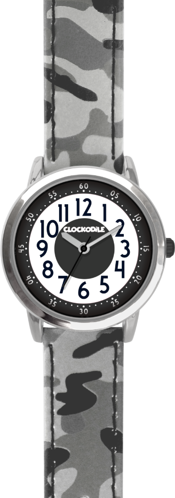 CLOCKODILE Svítící šedé chlapecké dětské hodinky ARMY s maskáčovým vzorem