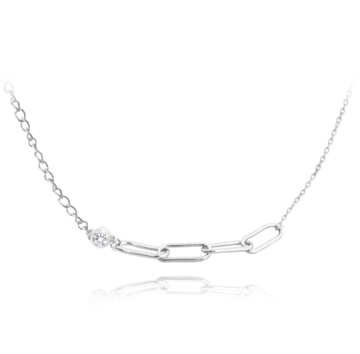 MINET Stříbrný náhrdelník v italském stylu s bílým zirkonem