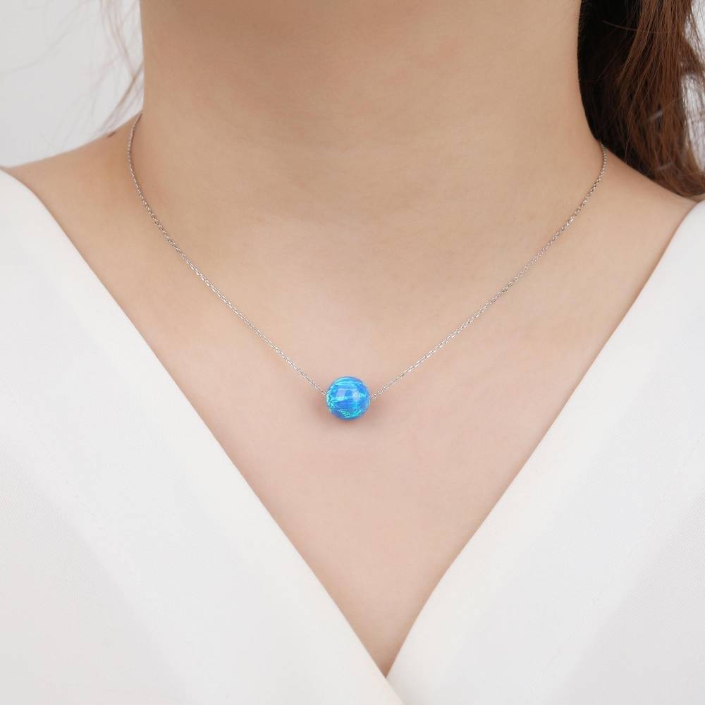 Moiss stříbrný náhrdelník s tmavě modrým OPÁLEM 10mm N0000249