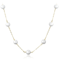 MINET Pozlacený stříbrný náhrdelník s bílými perlami