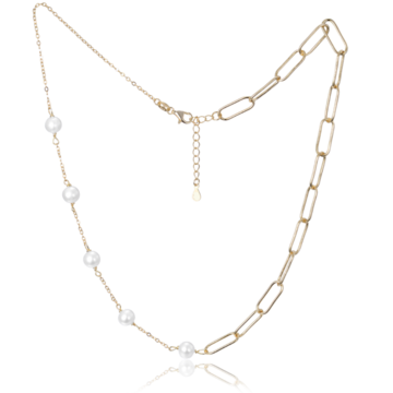 MINET Pozlacený stříbrný náhrdelník s přírodními perlami