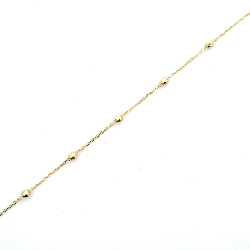 Žluté zlato náramek na nohu s kuličkami 23+3cm