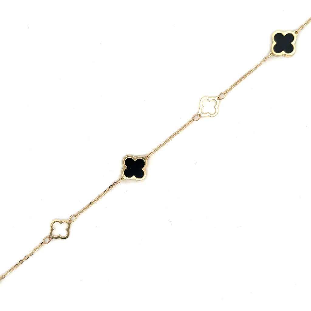 Žluté zlato náramek ČTYŘLÍSTEK 18+1cm