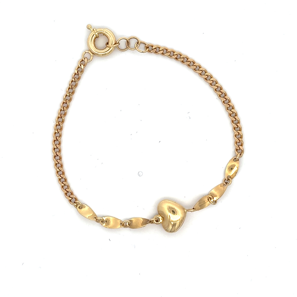 Žluté zlato náramek se SRDÍČKEM 18,5+1cm