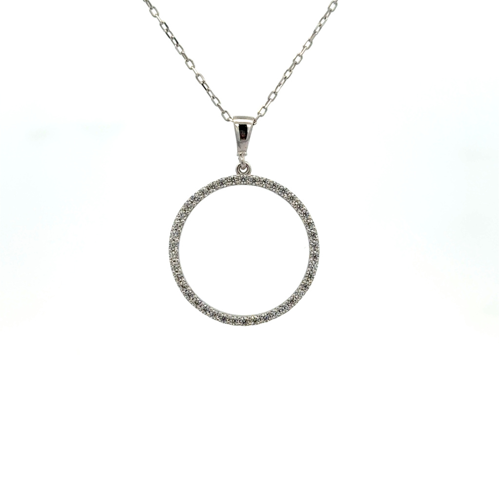 Bílé zlato přívěsek KOLEČKO se zirkony