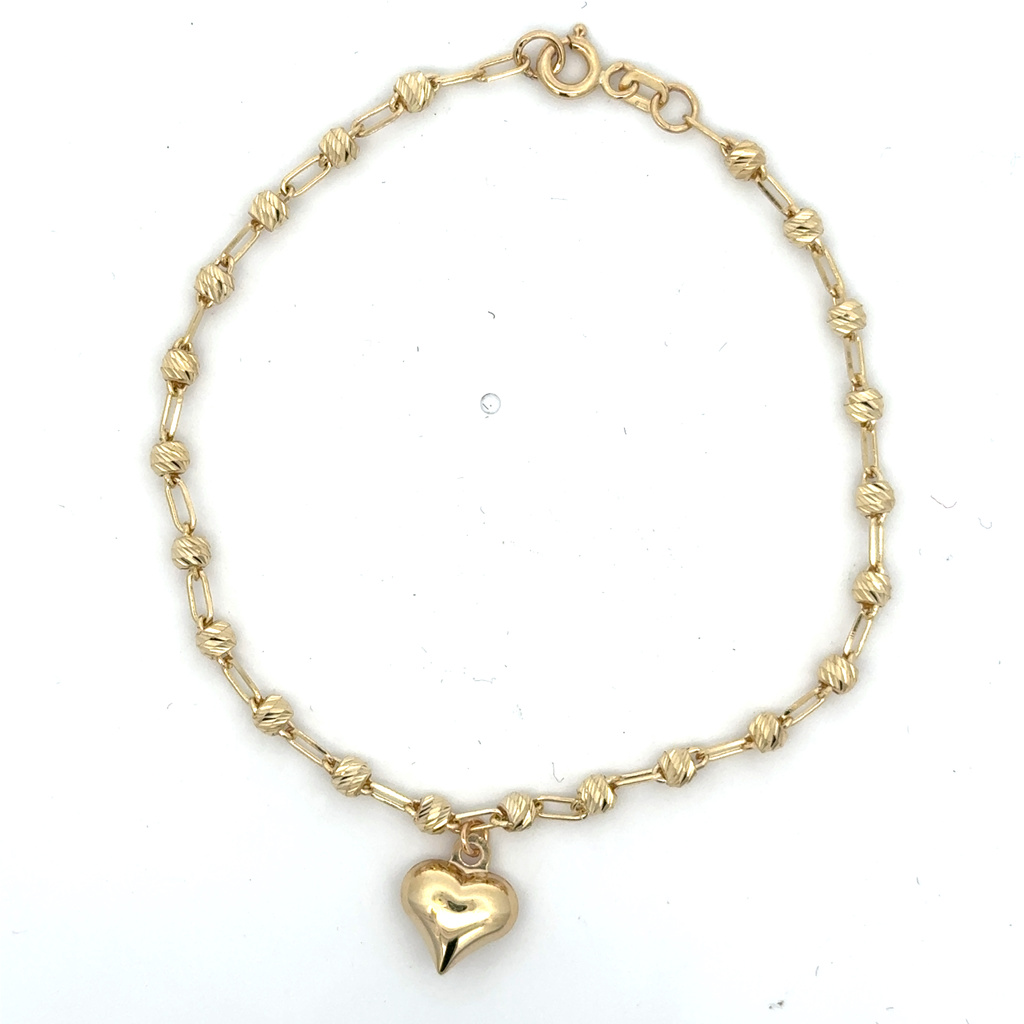 Žluté zlato náramek se SRDCEM 18cm