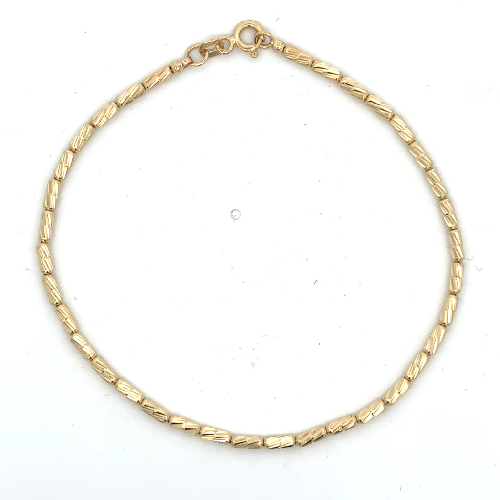 Žluté zlato náramek broušené válečky 19,5cm