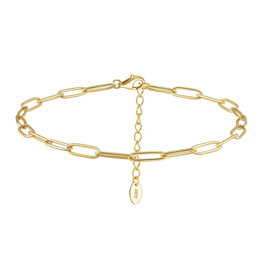 Stříbrný pozlacený náramek na nohu 24+5cm