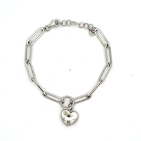 Bílé zlato náramek se SRDCEM 18+3cm