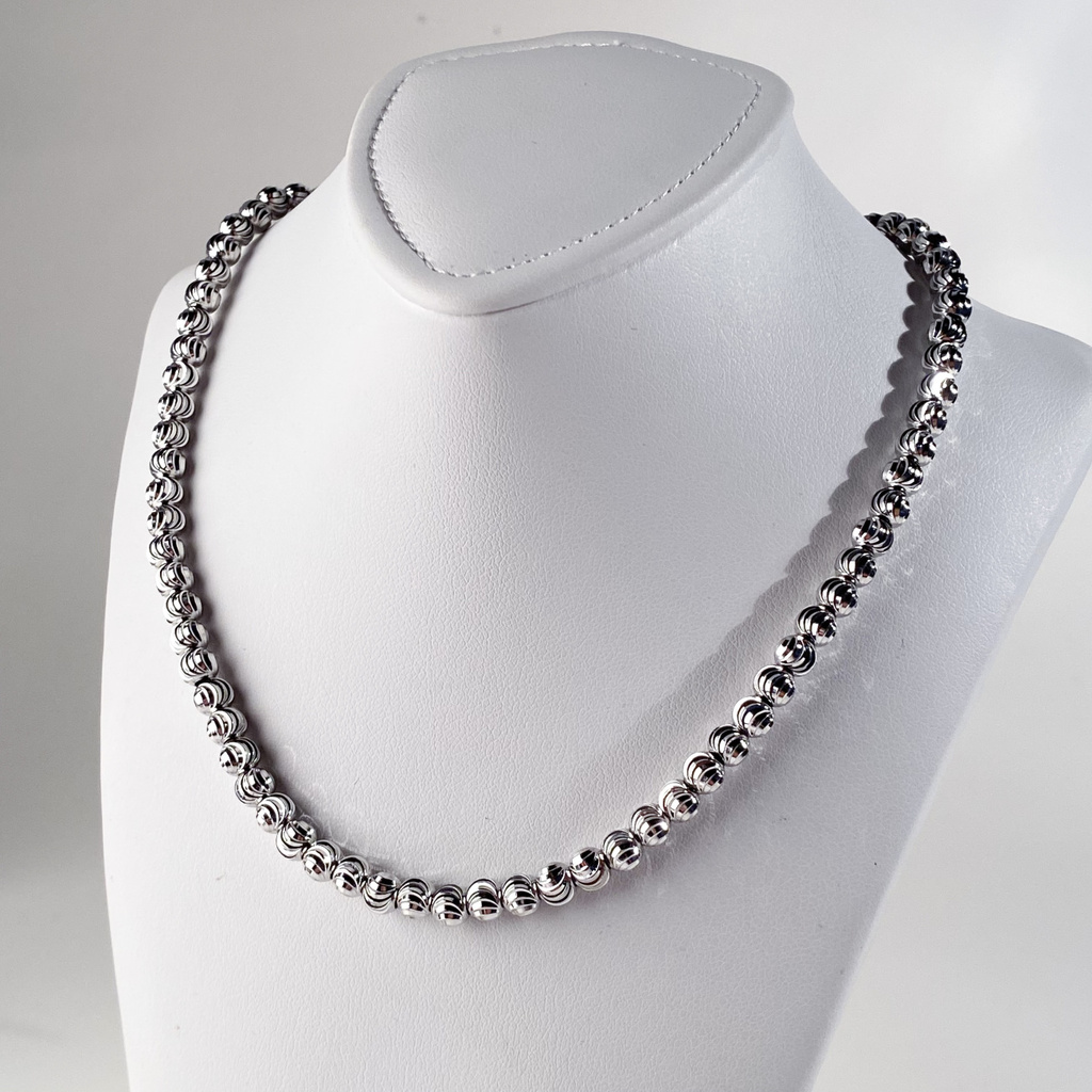 Stříbrný ozdobný náhrdelník s kuličkami 42+5cm