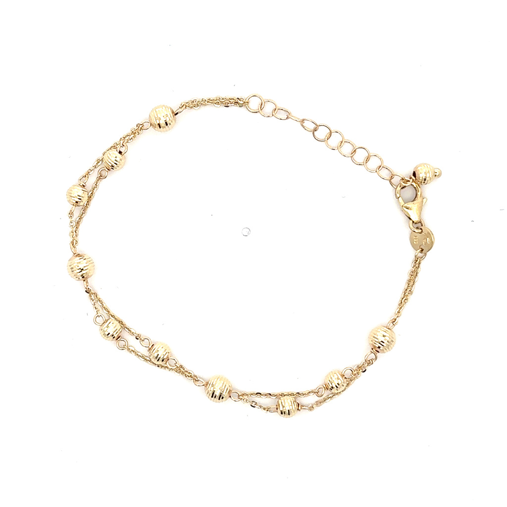 Žluté zlato náramek s kuličkami 16+3cm